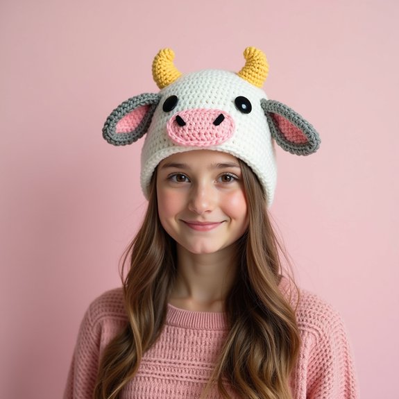 crochet cow shaped hat design