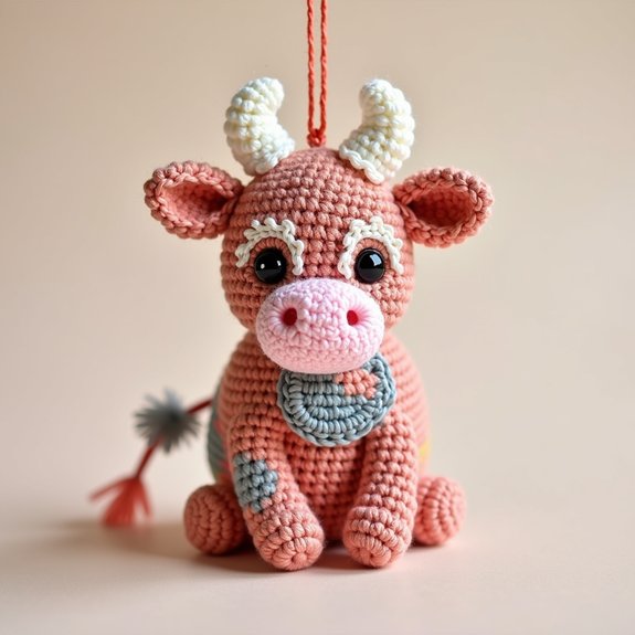 crochet decorative cow ornament