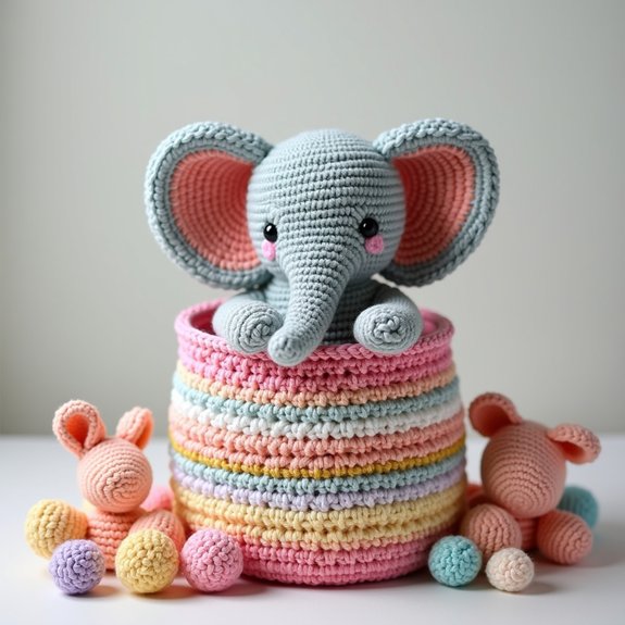 crochet elephant toy storage