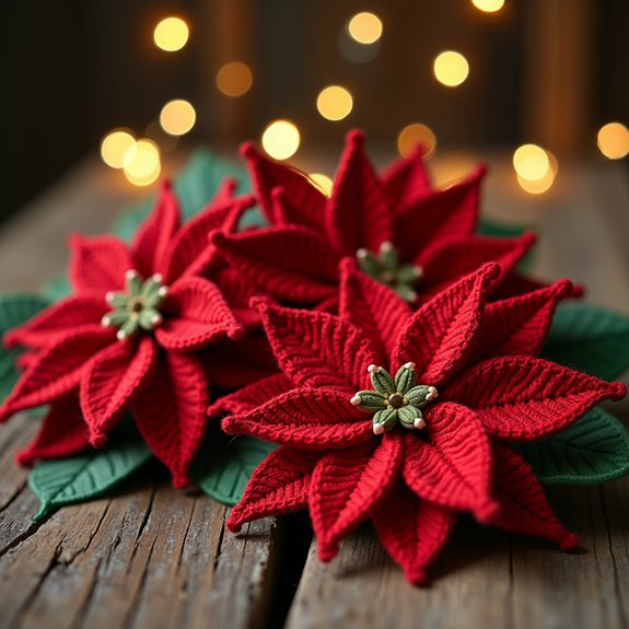 crochet festive poinsettia flowers
