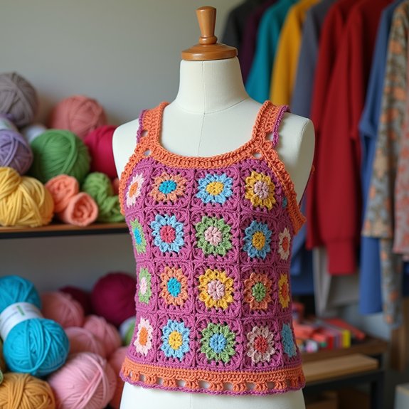 crochet floral square design