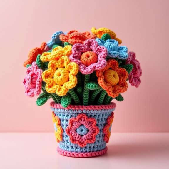 crochet flower pot design