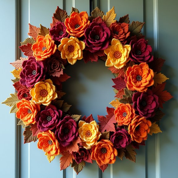 crochet flowers autumn wreath