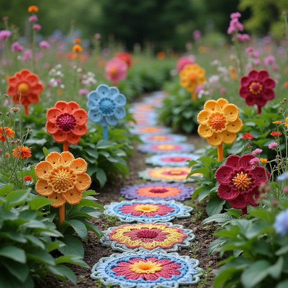 crochet garden pathway markers