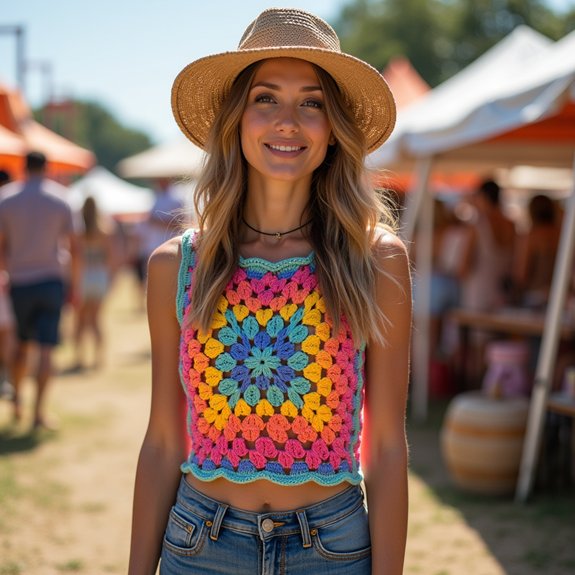 crochet granny square top