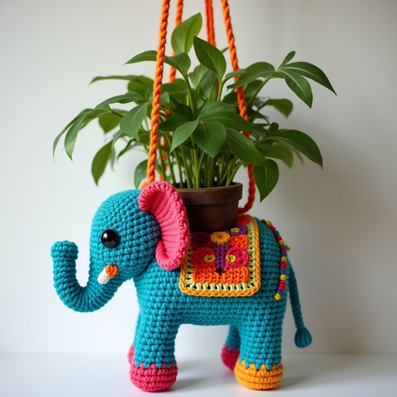 crochet hanging elephant planter