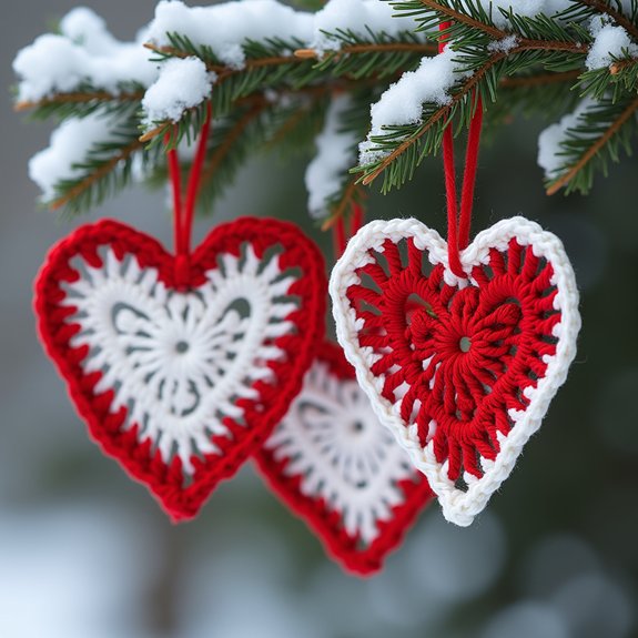 crochet heart ornaments project