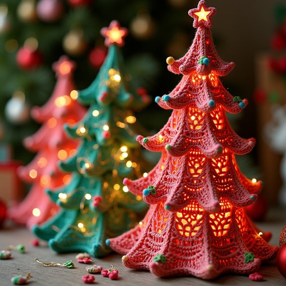 crochet holiday decorative trees