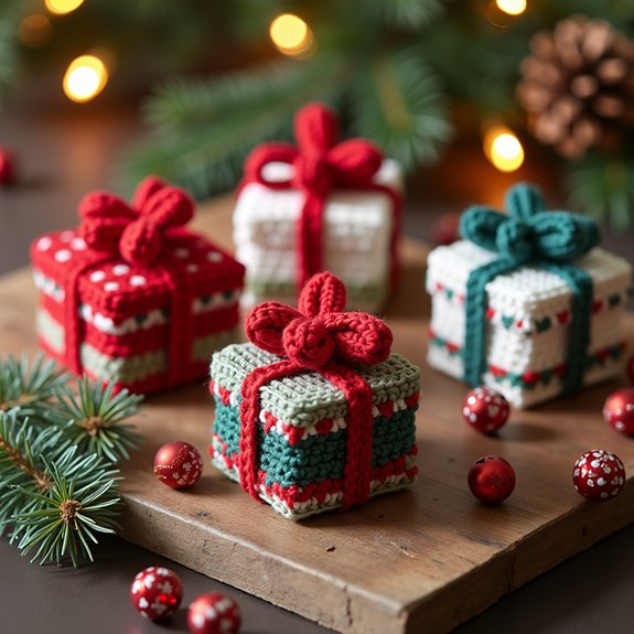 crochet ornaments shaped presents