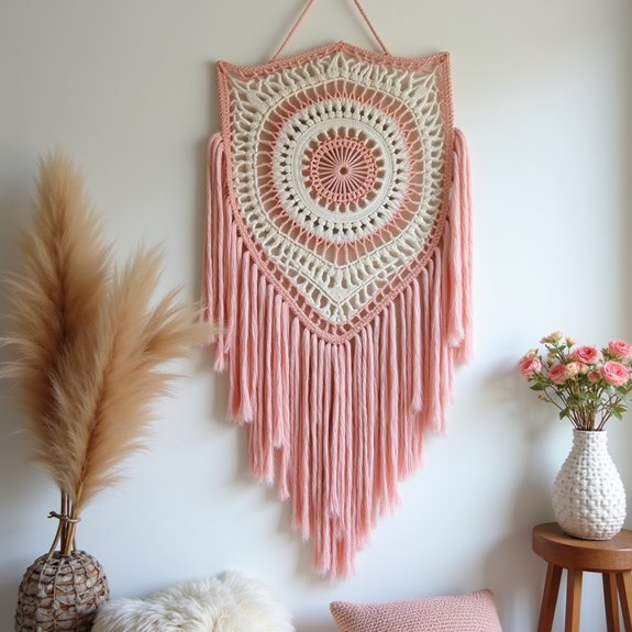 crochet wall art feathers