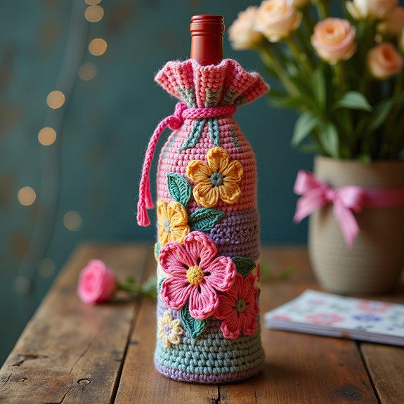 crochet wine bottle holder