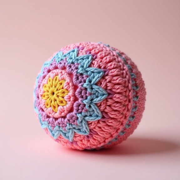 crocheted ball with texture