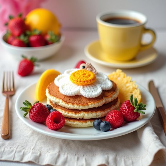 crocheted breakfast food items