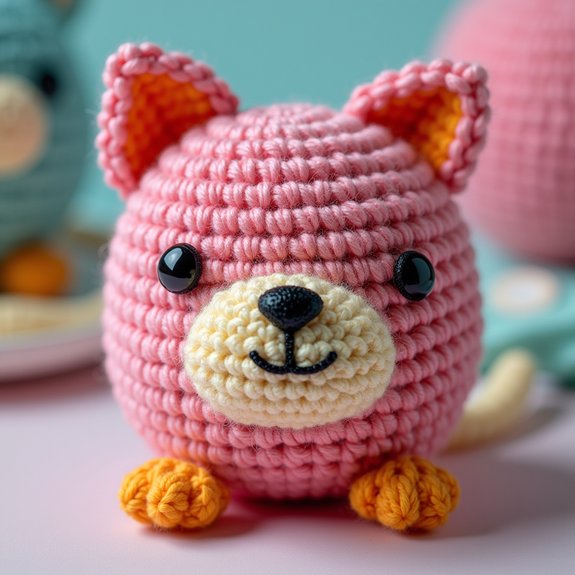 crocheted cat shaped toy