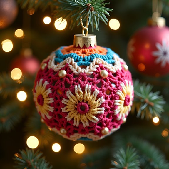 crocheted festive decoration ball