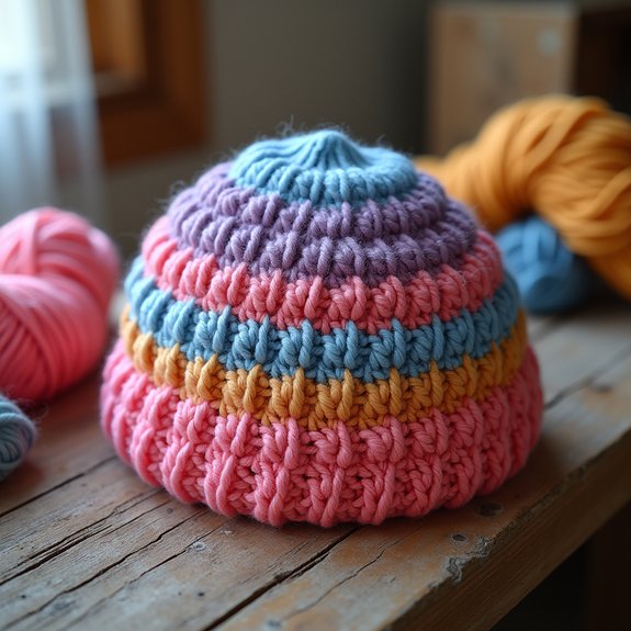 crocheted shell stitch cap