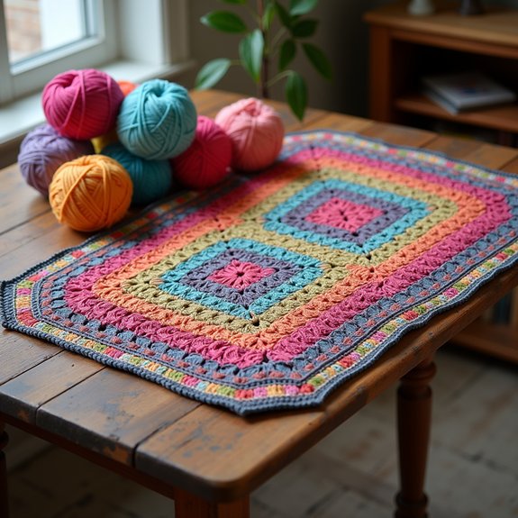 crocheted square patterned accessory
