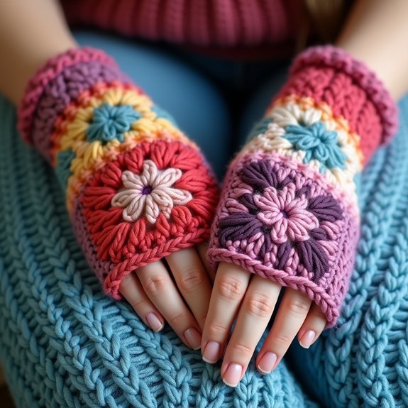 crocheted warm hand accessories