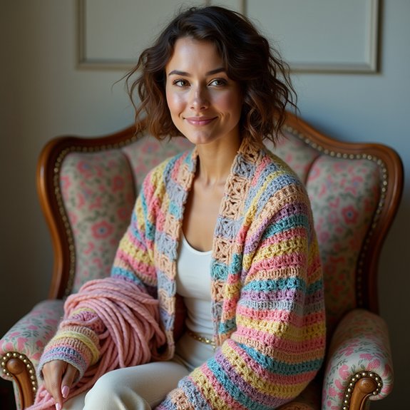 cropped granny square cardigan