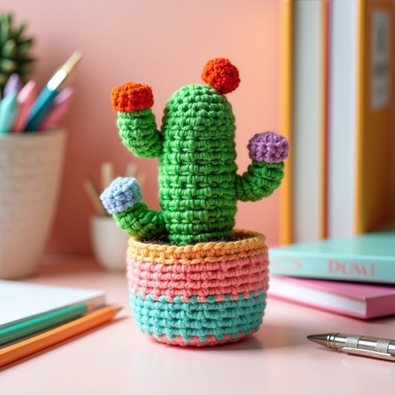 cute cactus pencil holder