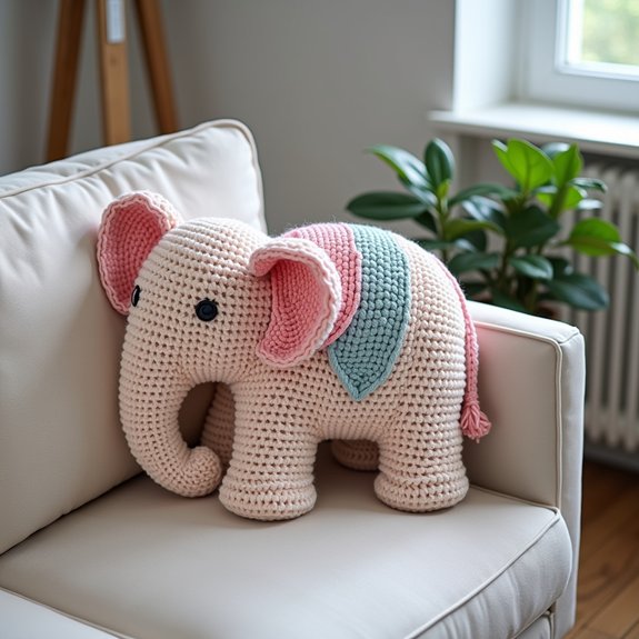 cute crocheted elephant cushion