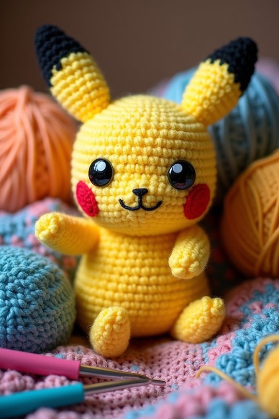 cute crocheted pikachu toy