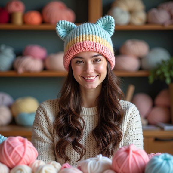 cute feline themed winter hat