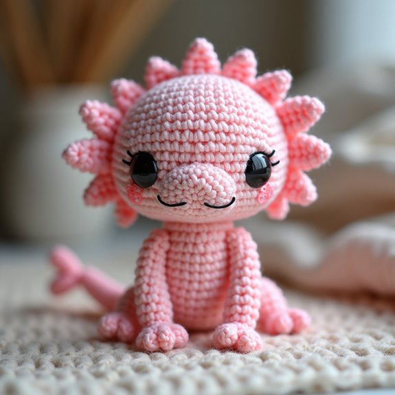 cute pink axolotl crochet
