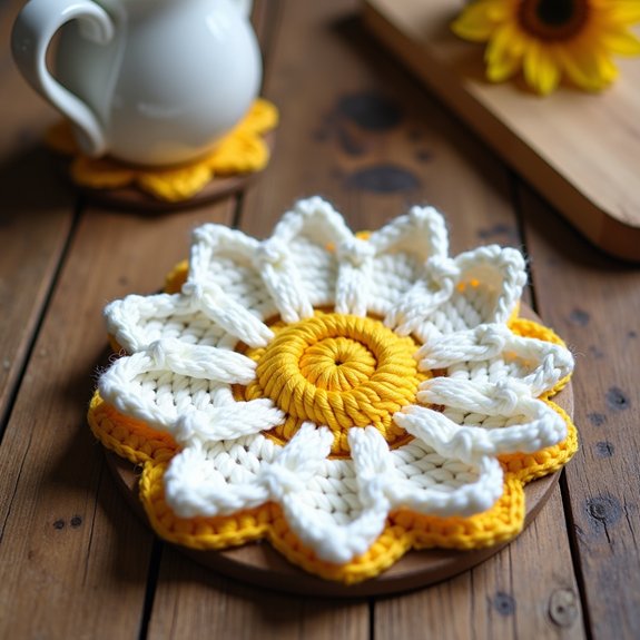 daisy patterned beverage coaster