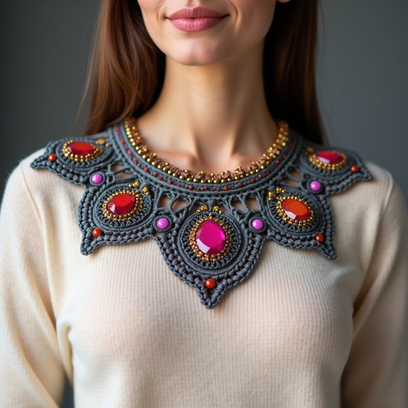 decorative crochet beaded collar