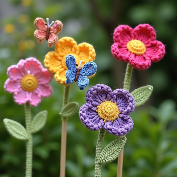 decorative crochet garden markers