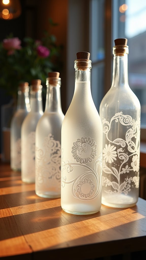 decorative engraved glass containers