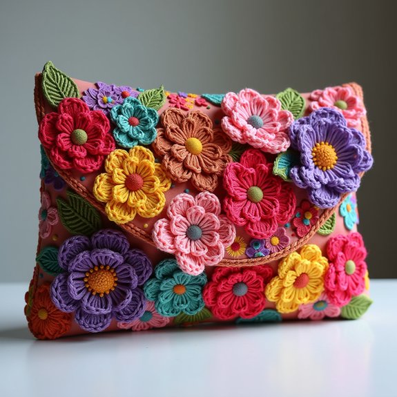 decorative floral clutch bag