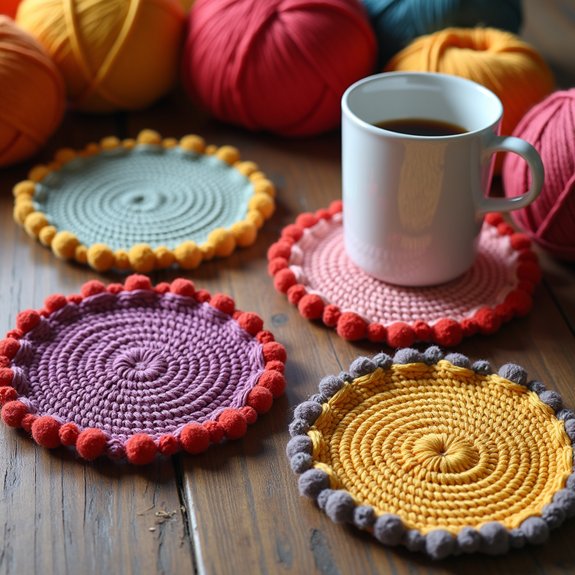 decorative pom pom coasters