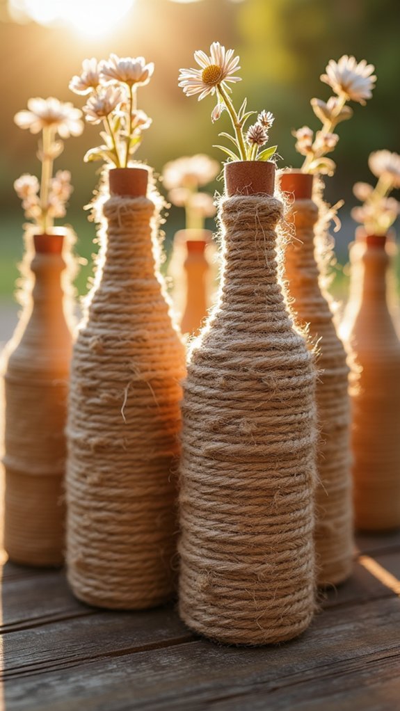 decorative twine covered bottles
