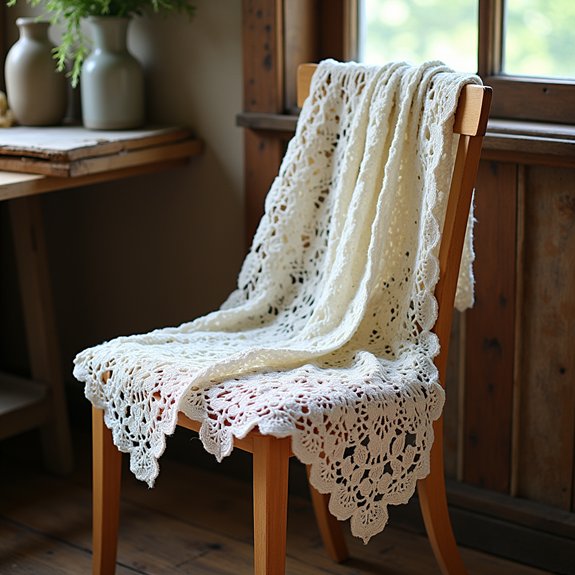 delicate hand crocheted blanket