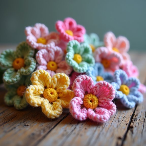 delicate handmade crochet flowers