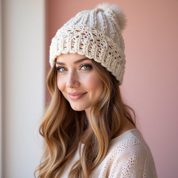 delicate knitted winter hat