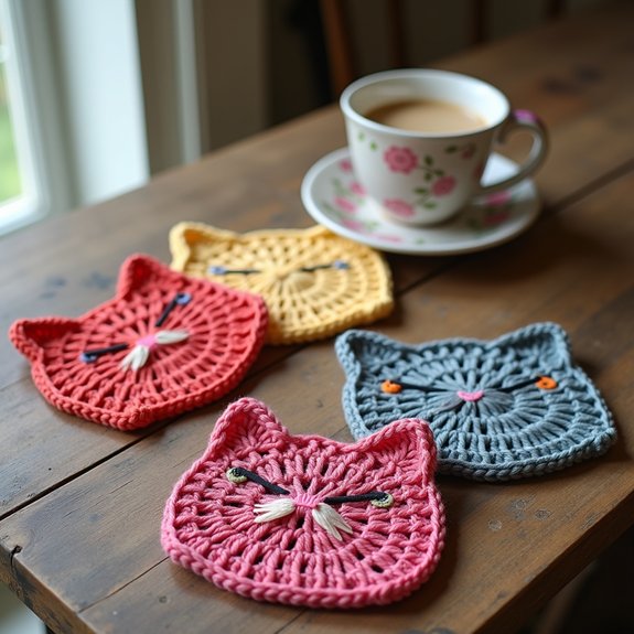 distinctive feline drink coasters