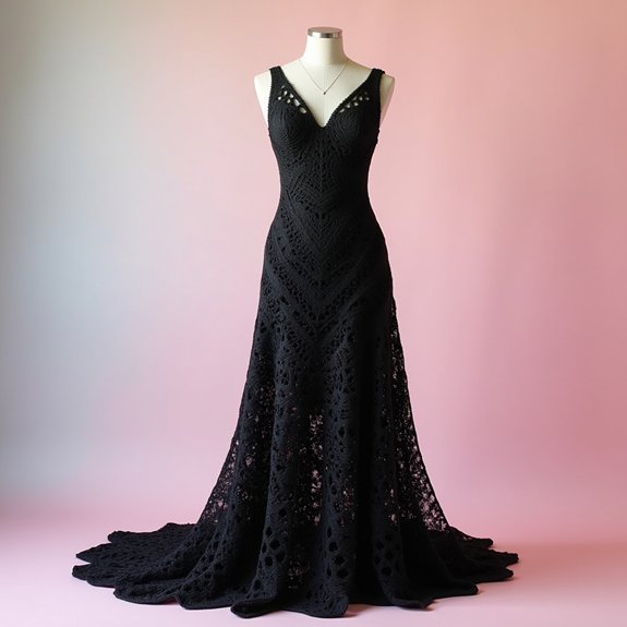 elegant black crochet attire