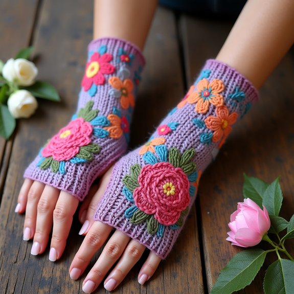 elegant floral design gloves
