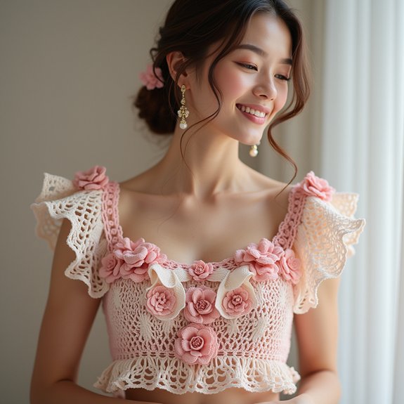 elegant floral ruffle blouse
