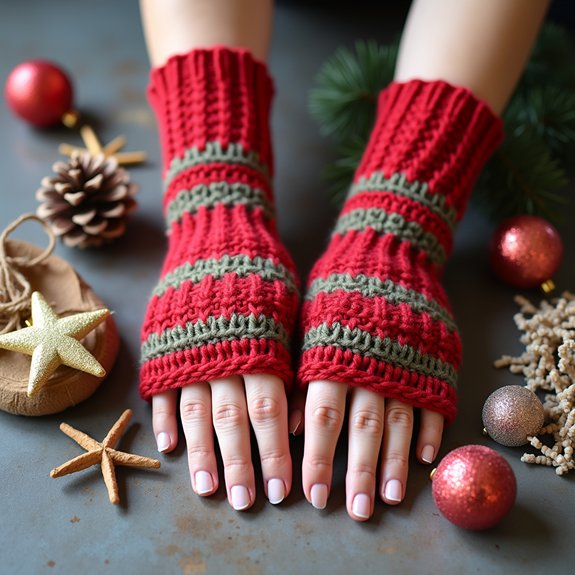festive fingerless handwear