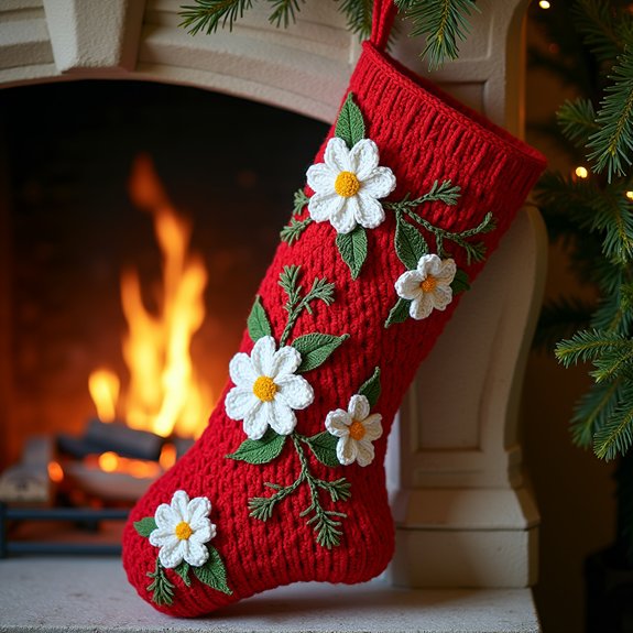 festive flower design stocking