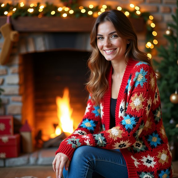 festive granny square cardigan