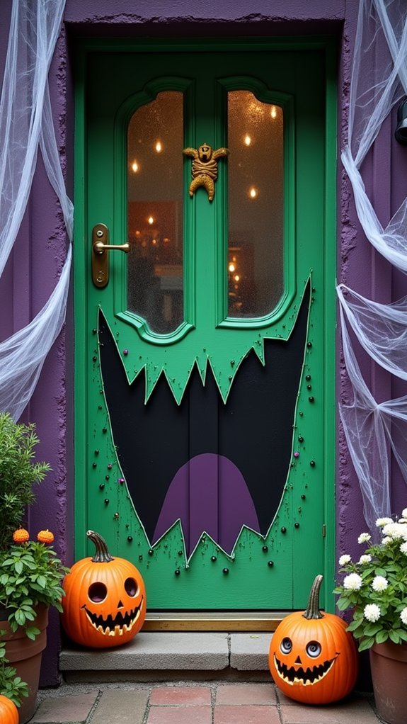 festive monster themed door decor