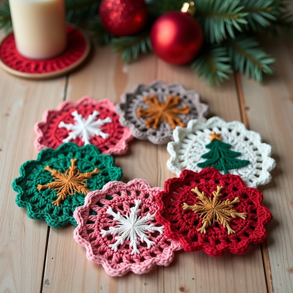 festive seasonal drink coasters