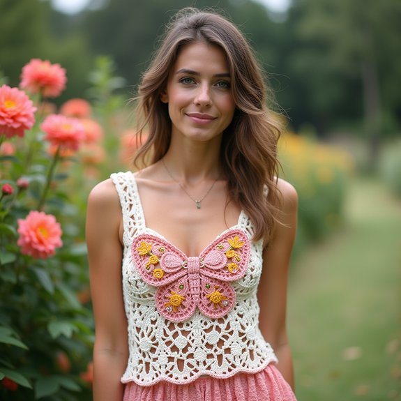 floral crochet butterfly design