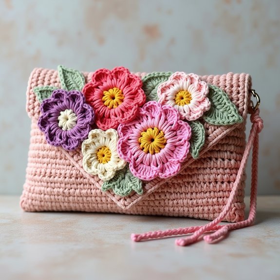 floral crochet clutch design