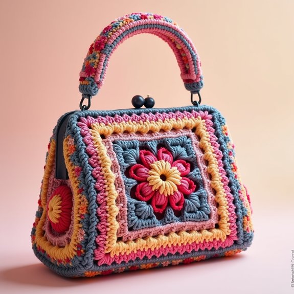 floral crochet evening bag